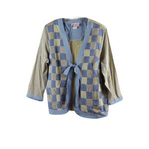 Saint Germain Blue Womens' Long Sleeve Top Blouse Front Tie Closure 1X 061